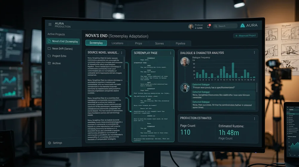 Screenplay Forge dashboard — Manuscript-to-screenplay adaptation and formatting.